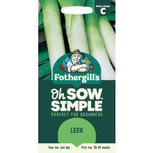 Fothergill's Oh Sow Simple, Leek Vegetable Seeds, Sow: Jan–Feb, Green/White