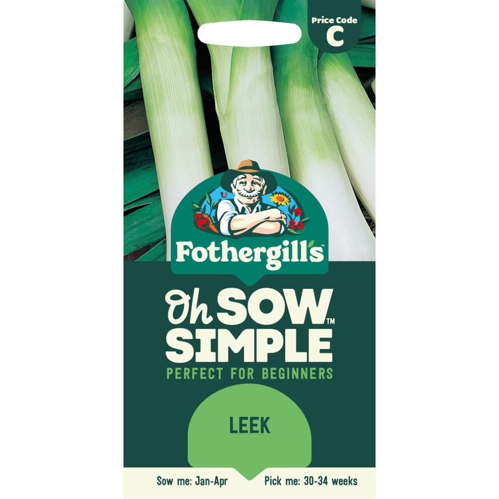 Mr Fothergill's Fothergill's Oh Sow Simple, Leek Vegetable Seeds, Sow: Jan–Feb, Green/White