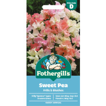 Fothergill's Sweet Pea Frills & Blushes Flower Seeds, 20 Seeds, Sow: Jan-May, Sep-Oct, Pink/White