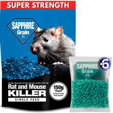 Rat Poison Super Strength (6 x 25g) Bait & Mouse Killer Grain – Extra Strong Maximum Power Rodent Control – Quick Acting, All-Weather, Single Feed