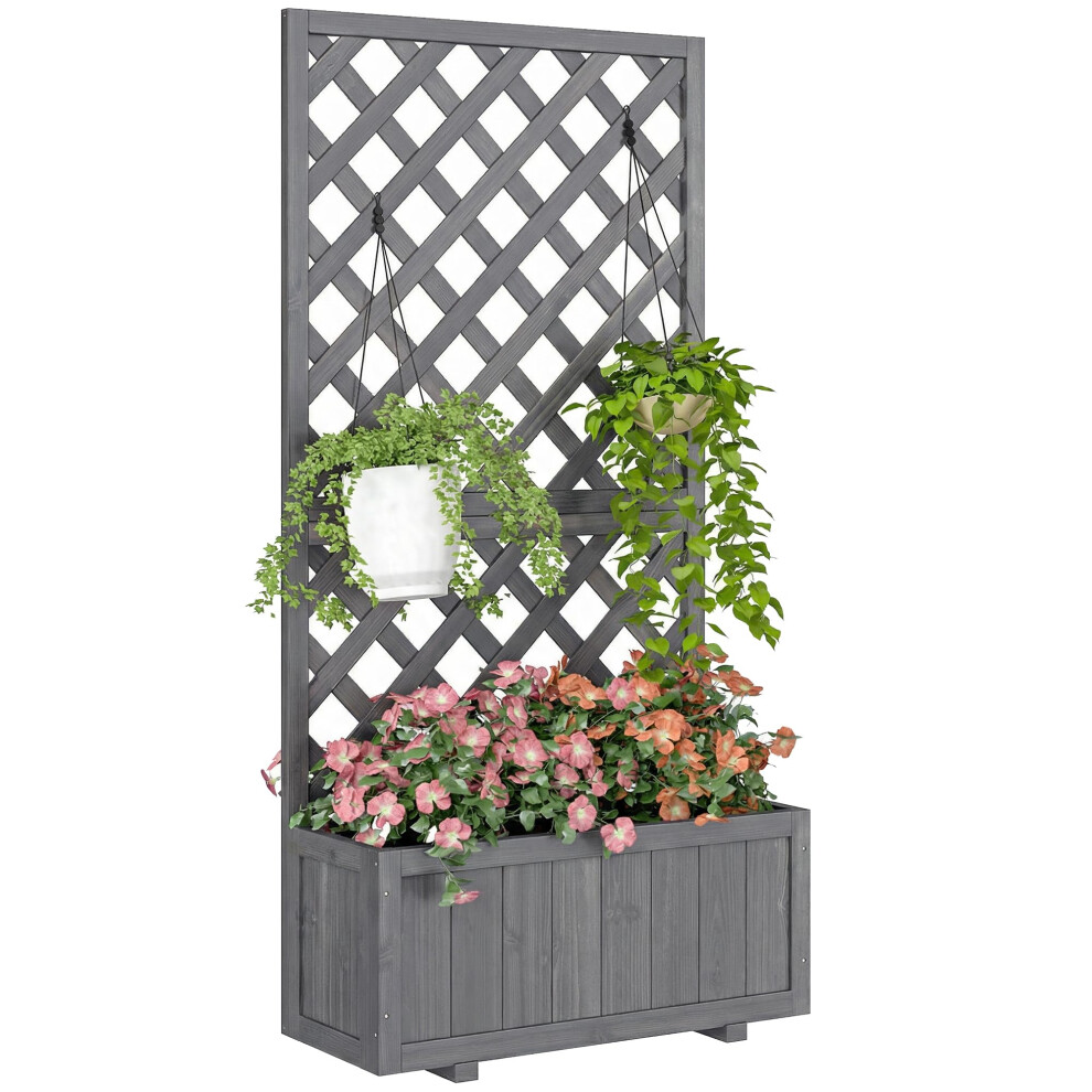 Outsunny Garden Planter With Trellis, 45L Raised Bed For Climbing