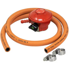 JD Brands Patio Gas Regulator 27mm Clip On with Hose & 2 Clips – Compatible with Calor & Flogas Propane Tanks for BBQs, Heaters & Outdoor Equipment