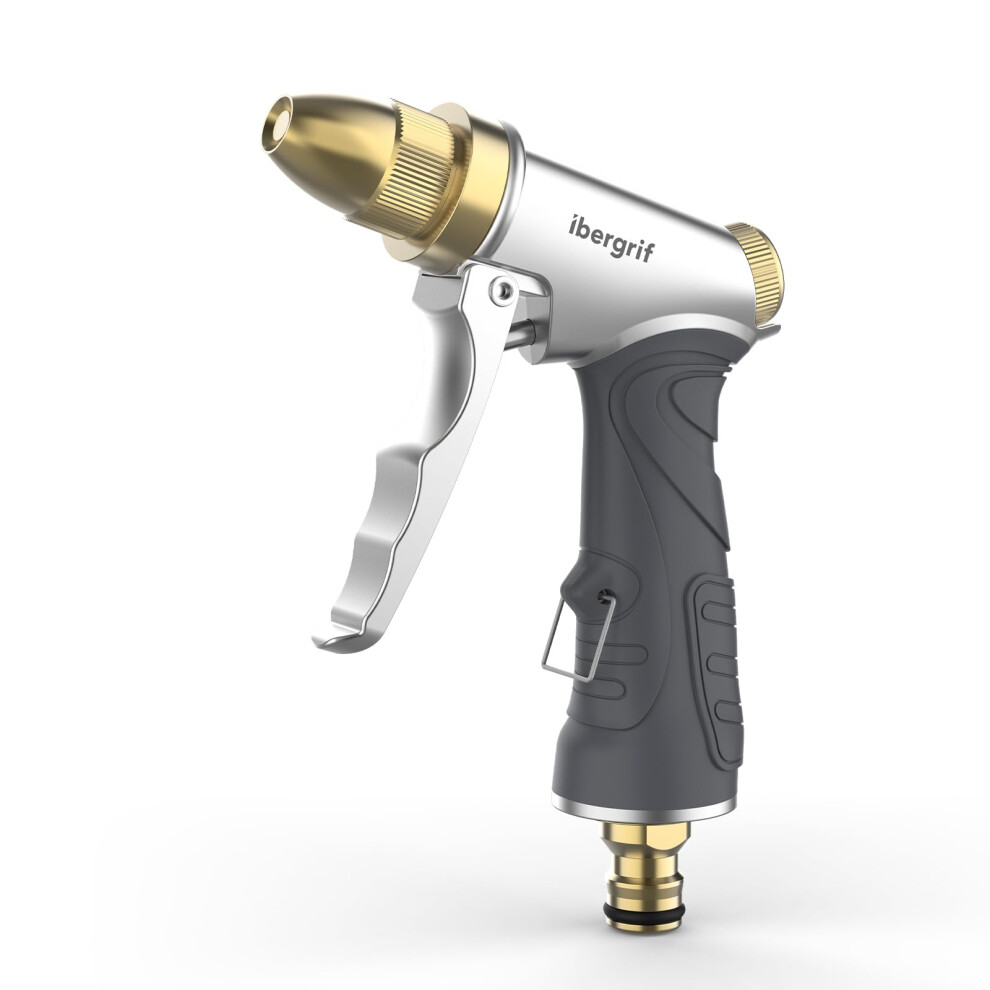 Ibergrif Hose Pipe Spray Gun, High Pressure Hose Nozzle And Heavy Duty Metal Garden Hose Spray Gun, 4 Patterns And Water Flow Control, For Lawn & Gar 5004181148594