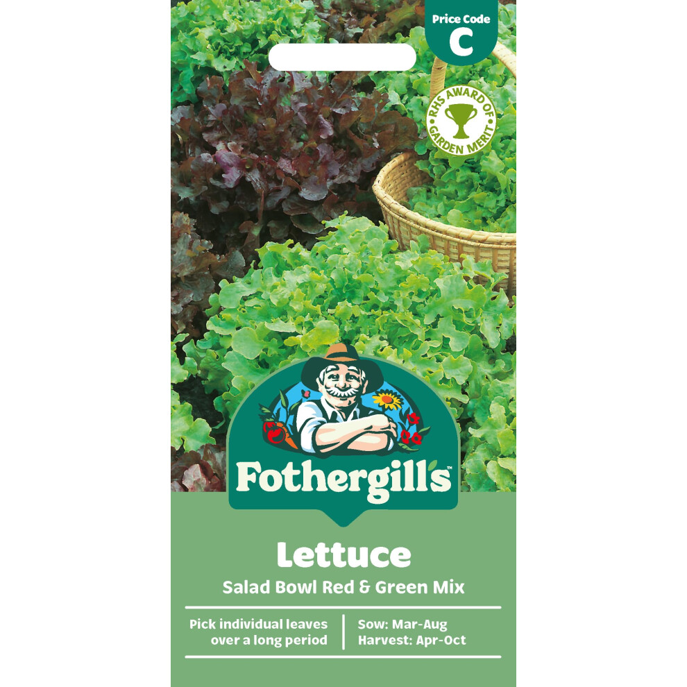 Mr Fothergill's Fothergill's Lettuce Salad Bowl Red & Green Mixed, Vegetable Seeds, 1000 Seeds, Sow: Mar-Aug