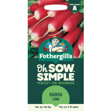 Fothergill's Oh Sow Simple, Radish Long Vegetable Seeds, Sow: Feb–Sep, Red/White