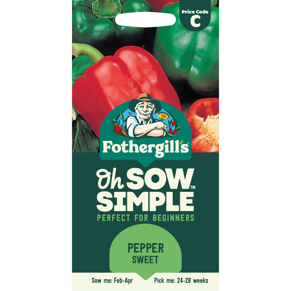 Mr Fothergill's Fothergill's Oh Sow Simple, Pepper Sweet Vegetable Seeds, Sow: Feb–Apr, Red/Green