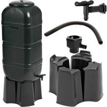 Edena 100L Slim Space Saver Water Butt with Tap, Lid & Stand – Rainwater Collection Barrel for Garden, Outdoor Water Storage Tank, Compact Slimline