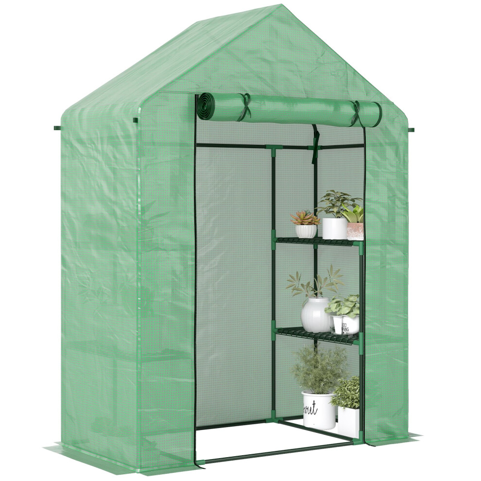 Outsunny Walk In Greenhouse With Shelves, Portable Gardening Plant