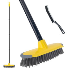 2 in 1 Scrape Brush,Deck Cleaning Brush with Long Handle,127 cm Outdoor Floor Sc