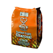 Big K Instant Light Lumpwood Charcoal, 4x1kg Bags Instant BBQ Charcoal