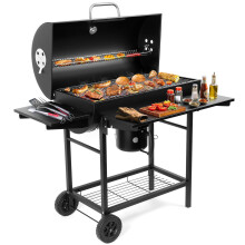 Large charcoal barbeque grill outdoor: barrel smoker bbq grill with 4 air vents