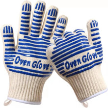 Oven Glove EN407 Certified 932 F Oven Gloves Kitchen Microwave Heat Resistant Five Finger Non-Slip Silicone Oven Gloves for Handl