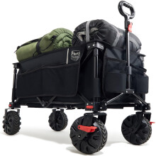 TIMBER RIDGE Festival Trolley on Wheels with Brakes, 200L Foldable Camping Trolley Cart with Adjustable Handle & Cover Bag