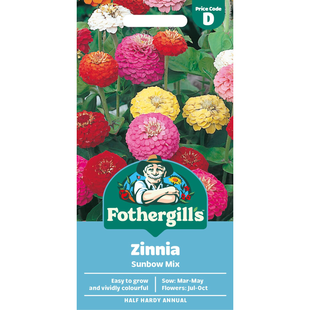 Mr Fothergill's Fothergill's Zinnia Sunbow Mixed Flower Seeds, 125 Seeds, Sow: Mar-May