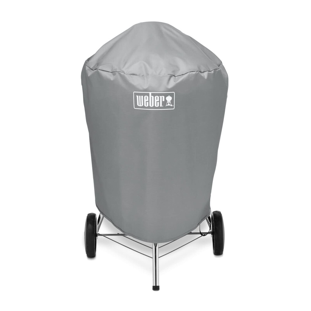 Weber Bbq Cover/For 57 Cm Charcoal Barbecues, Lightweight Water-Resistant Fabric With Fastening Straps, 58.5 X 72.5 X 91 Cm Grey