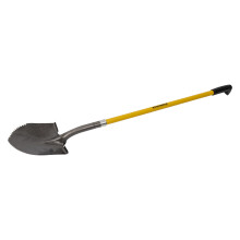 Roughneck Heavy Duty Shovel with Long Handle and Sharp Serrated Edge for Slicing Through Roots, Fibreglass shaft with Contoured Grip, ROU68044 – Bla
