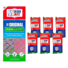 Block Blitz Block Paving Eco Cleaner. Removes and Prevents Algae, Moss, and Black Spot. Deters Weed Growth for up to 6 Months. 6 x Pouches. Treats 30