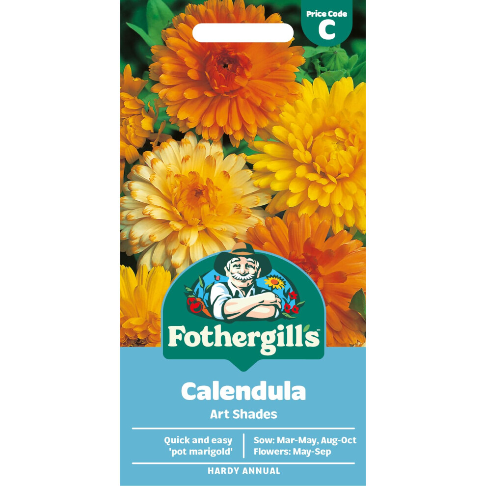 Mr Fothergill's Fothergill's Calendula Art Shades Flower Seeds, 200 Seeds, Sow: Mar-May, Aug-Oct, Orange/Yellow