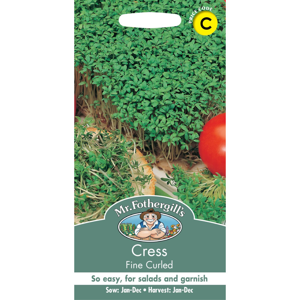 Mr Fothergill's Fothergill's Cress Fine Curled, Vegetable Seeds, 4000 Seeds, Sow: Jan-Dec, Green