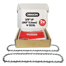 Oregon 2-Pack Chainsaw Chain 3/8" LP Pitch, .043" (1.1 mm) Gauge for 14" (35cm) Bar, 52 Drive Links – Low-Kickback Replacement Saw Chain, Fits Bosch