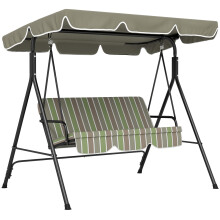 Outsunny 3 Seater Swing Chair with Adjustable Canopy, Garden Swing