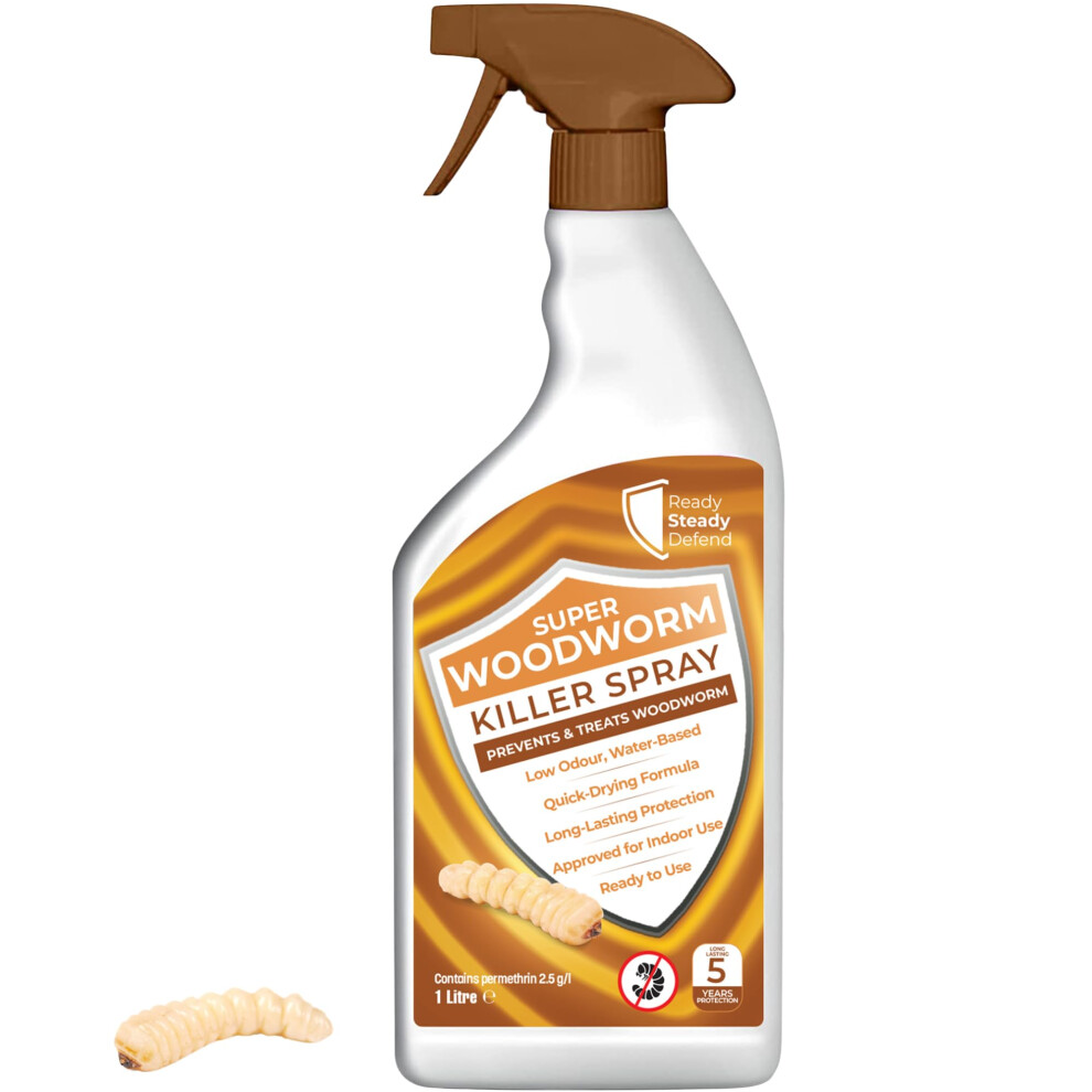 Woodworm Killer Spray 1L: Protection Against Beetles & Termites, Safe 79703369