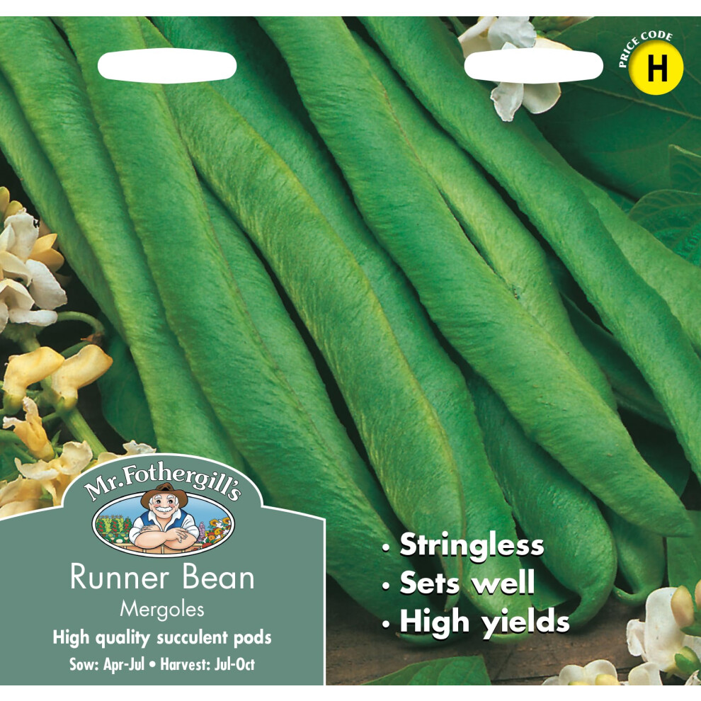 Mr Fothergill's Fothergill's Runner Bean Mergoles, Vegetable Seeds, 40 Seeds, Sow: Apr-Jul, Green