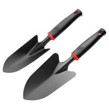 msymsyu Garden Trowel 2 Pcs Black Wide Hand Shovel (32.5 x 8 cm) x1 and Narrow Planting Trowel (32 x 6 cm) x1 Small Garden Shovel for Transplanting S