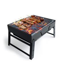 BBQ Barbecue Grill, Portable Folding Charcoal Barbecue Desk Tabletop Outdoor Stainless Steel Smoker BBQ for Picnic Garden Terrace Camping Travel 15.3