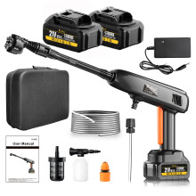 Portable Cordless Pressure Washer - 2 Pack Batteries 1200PSI 336l/h Cordless Power Washer Battery Operated with 6-in-1 Nozzle, Adjustable Foam Cannon