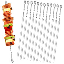 Homealexa 15" BBQ Skewers, Stainless Steel Flat Kebab Skewers Set of 20, Reusable with Storage Bag for Outdoor BBQ, Family Party,