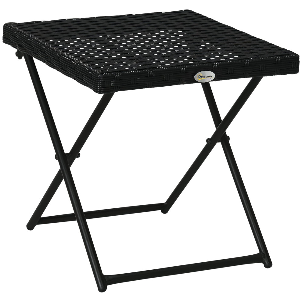 Outsunny Folding Rattan Garden Coffee Table, Small Square Outdoor Brown