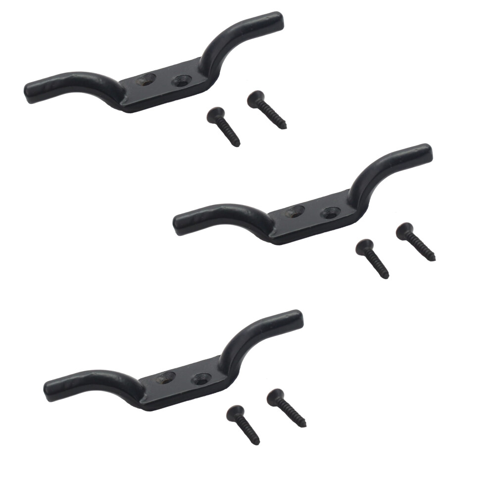 Sul Cleat Hook 100Mm Heavy Duty Black Coated Rope Cord Cleat Hook, 55491440