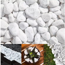 TRANS - PAL Carrara Decorative Natural Marble SNOW WHITE 20-40mm 20 kg Pure White Pebbles Stones Gravel Chippings Landscape Garden Home