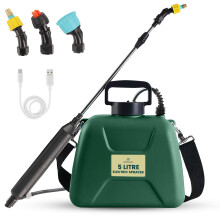 Green Haven 5L Battery-Powered Pressure Sprayer – USB Rechargeable Electric Garden Sprayer with 3 Adjustable Nozzles, Easy-Fill Ta