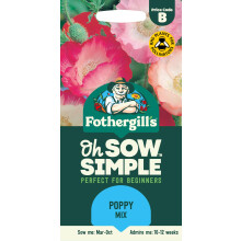 Fothergill's Oh Sow Simple, Poppy Mix Flower Seeds, Sow: Mar-Oct, Red/Orange/Pink