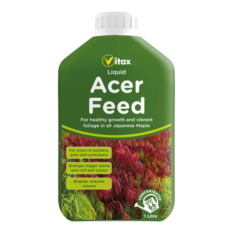 Vitax Liquid Acer Tree Feed, Promotes Healthy Leaf & Root Growth, Suitable For Borders, Pots & Containers 1 Litre (Makes 300L Of F