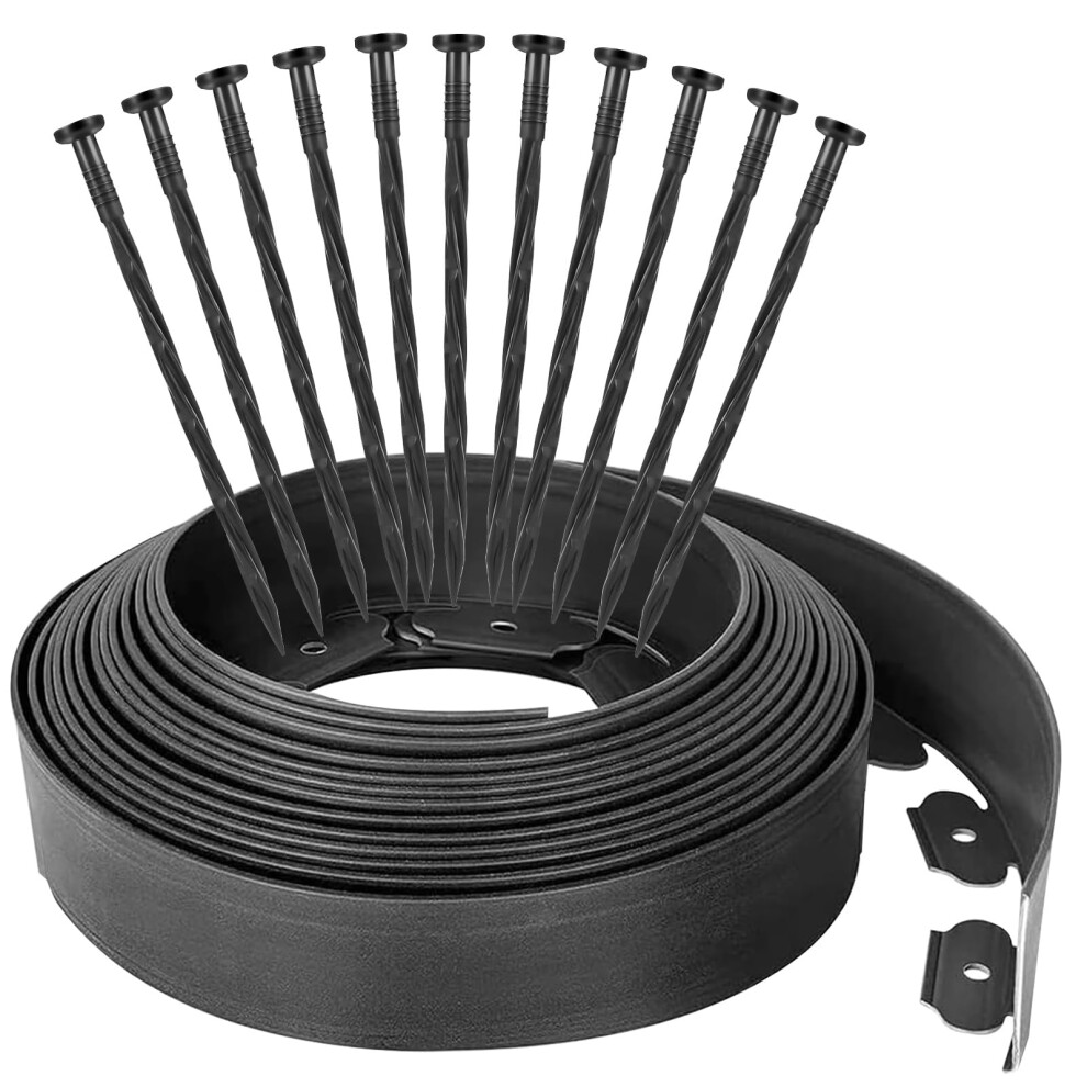 12M No-Dig Garden Edging Border With 40 Pcs Ground Stakes Landscape 56089042