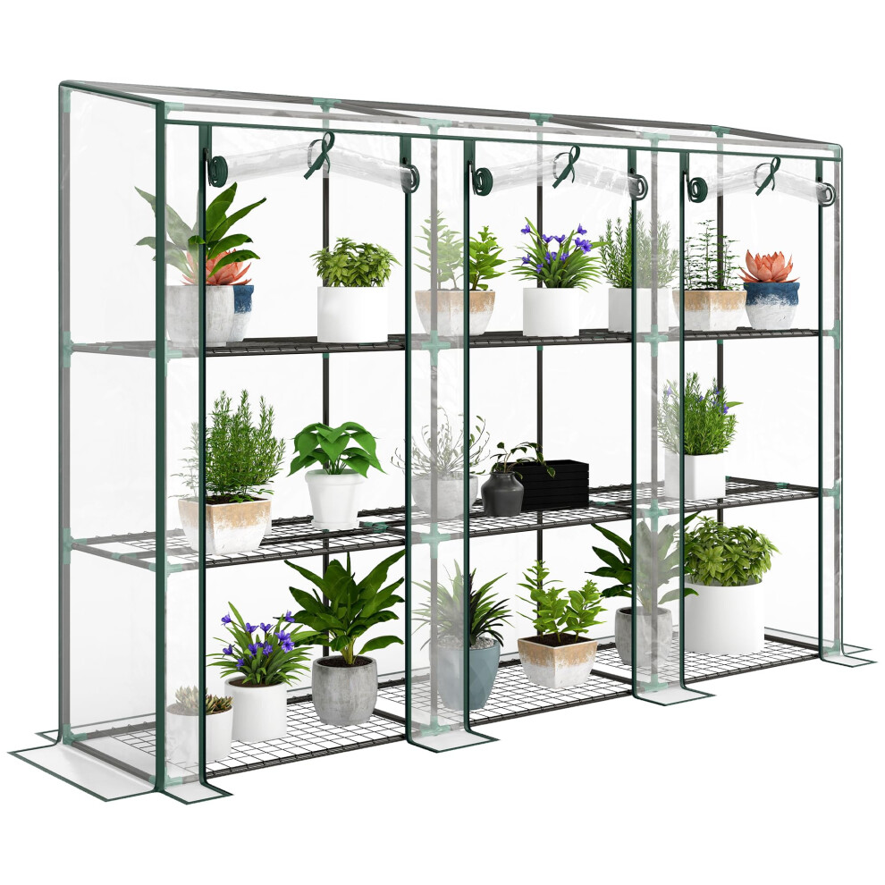 Outsunny 3 Tier Lean-To Mini House With Reinforced Plastic Green