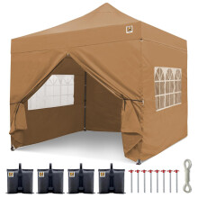 Gorilla Gazebo Pop Up 3x3m Heavy Duty Waterproof Commercial Grade Market Stall 4 Side Panels and Wheeled Carrybag (Biege)