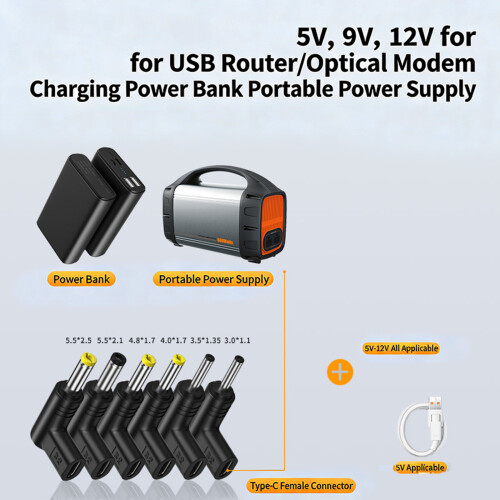 L Shaped Type C DC3.0 3.5 5.5 Adapter Durability Multi Size-12v 2