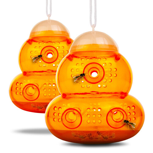 ASPECTEK Wasp Traps, 2-Pack – Reusable Hourglass-Shaped Traps, Yellow Jacket & H