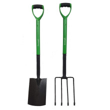 2 Pieces Carbon Steel Heat Treated Gardening Tool Set Fork and Spade Builder Equipment Tool Garden Assocceries Complete Heavy Duty