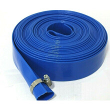 Equip247uk Blue Layflat Water Discharge Hose Pipe Pump Irrigation - 25mm (1") Bore x 5 Metres Long. with Free Stainless Steel Hose