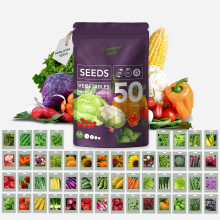 Garden Pack Seeds Pouch - 50 Varieties of Herb, Flower & Vegetable Seeds for Pla