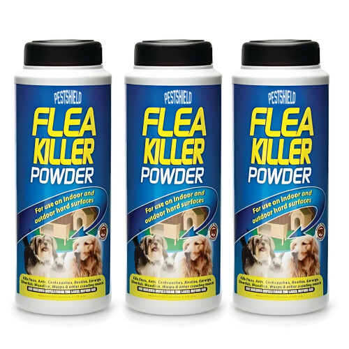 Pestshield 3 x Flea Killer Powder Crawling Insect Killer Indoor &