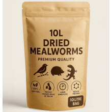 UKGROW Dried Mealworms, 10L Clear Bag, Natural High-Protein Feed for