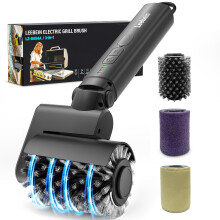 Leebein Electric Grill Brush for Outdoor, 2026 Upgraded BBQ Grill Cleaner with 3 Replaceable Brushes, 3-Speed & Angle Adjustable, 150Mins Runtime Cor