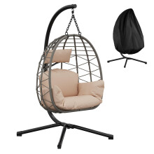 Aptliton Heavy Duty 130kg Collapsible Hanging Egg Chair with Stand –