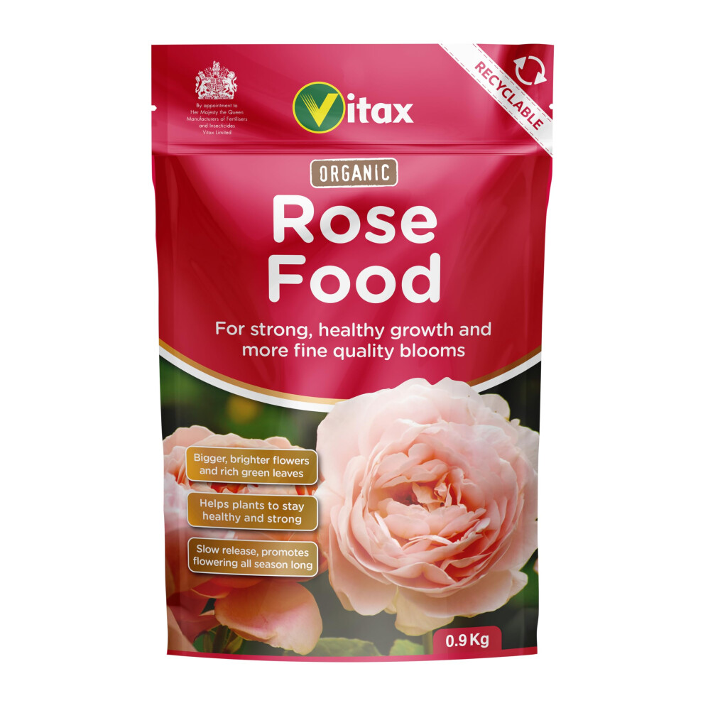 Vitax Organic Rose Food, Specially Tailored Nutrient Mix, Slow Release, 100% Organic, For Healthy Leaves And Bigger Blooms Of Flow